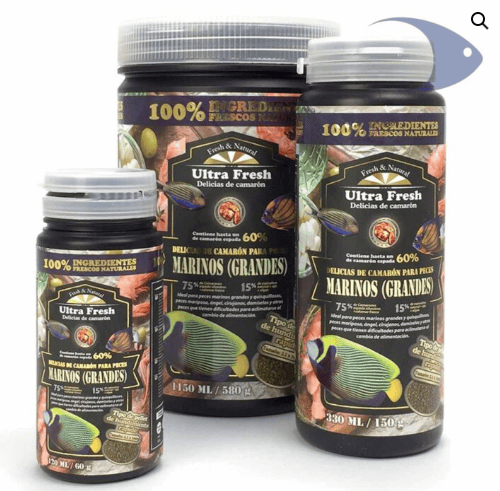 Delicias de camarón para peces marinos grandes