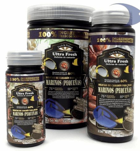 Delicias de camarón para peces marinos pequeñas